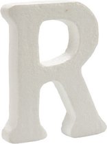 decoratieletter R 12,5 x 2 x 15 cm polystyreen wit