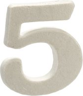 decoratiecijfer 5 polystyreen 10 x 2 x 15 cm wit
