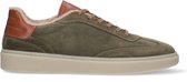 Manfield - Heren - Groene suède sneakers met bruine details - Maat 42