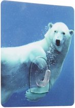 zelfklevende hanger ijsbeer 9 cm polycarbonaat blauw/wit