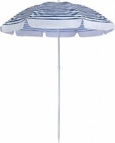 strandparasol Eco 170 cm polyester/staal wit/blauw