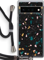 Case Company® - Google Pixel 6 Pro hoesje met Koord - Terrazzo N°10 - Telefoonhoesje met Zwart Koord - Bescherming aan alle Kanten en Over de Schermrand