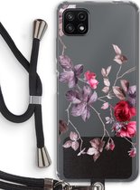 Case Company® - Samsung Galaxy A22 5G hoesje met Koord - Mooie bloemen - Telefoonhoesje met Zwart Koord - Bescherming aan alle Kanten en Over de Schermrand