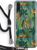 Case Company® - Samsung Galaxy A50 hoesje met Koord - Luipaard 2 - Telefoonhoesje met Zwart Koord - Bescherming aan alle Kanten en Over de Schermrand