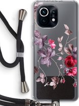 Case Company® - Xiaomi Mi 11 hoesje met Koord - Mooie bloemen - Telefoonhoesje met Zwart Koord - Bescherming aan alle Kanten en Over de Schermrand