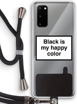 Case Company® - Samsung Galaxy S20 hoesje met Koord - Black is my happy color - Telefoonhoesje met Zwart Koord - Bescherming aan alle Kanten en Over de Schermrand