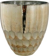 PTMD Roman Theelichthouder Windlicht - H13 x Ø12 cm - Glas - Goud