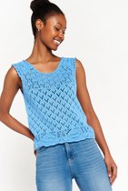 LOLALIZA Debardeur in macramé - Light Blauw - Maat S