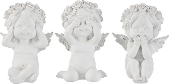 Engelen - Engel | polyester | zilver - 13.5x11.5x (h)18 cm - Engelen