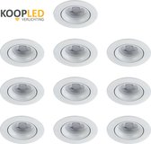 10 Stuks Carme Inbouwspot LED - Inbouwspots badkamer - Inbouw armatuur Carme - Kantelbaar - Ronde plafondspots(Ø68 mm)  - Wit + GU10 Fitting