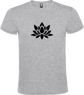 Grijs  T shirt met  print van "Lotusbloem " print Zwart size XXXXL