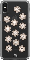 xoxo Wildhearts case voor iPhone X/XS - Smiley Flowers Nude - xoxo Wildhearts Transparant Case