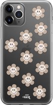 xoxo Wildhearts case voor iPhone 11 Pro Max - Smiley Flowers Nude - xoxo Wildhearts Transparant Case