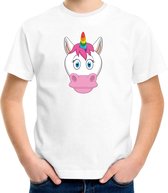 Cartoon eenhoorn t-shirt wit voor jongens en meisjes - Kinderkleding / dieren t-shirts kinderen 134/140
