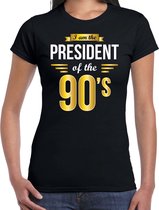 President of 90s feest t-shirt zwart voor dames - party shirt nineties - Cadeau voor een jaren 90 liefhebber L