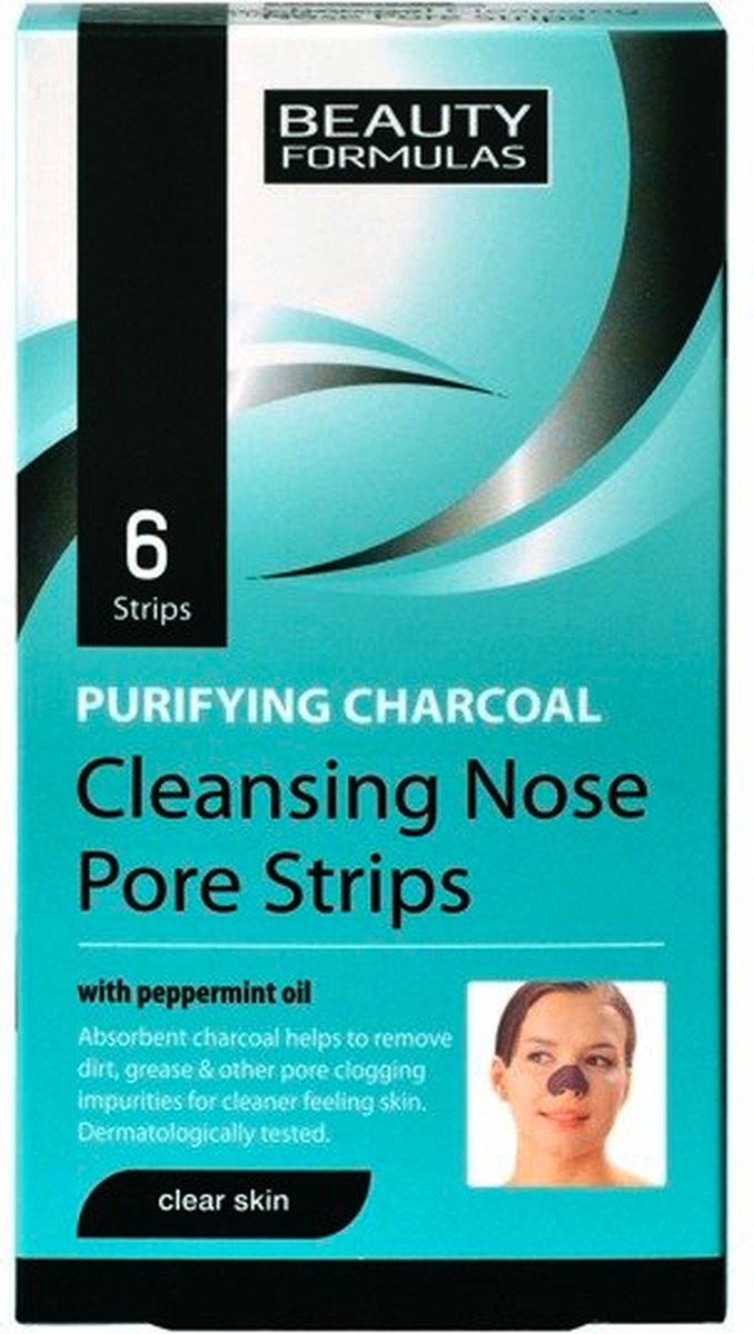 Charcoal Cleansing Nose Pore Strips (6 Pcs) - Nose Cleansing Tapes With Activated Carbon