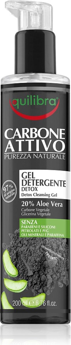 Equilibra - Carbo Detox Cleansing Gel Cleansing Facial Cleanser From Activated Carbon Aloe Vera 200Ml