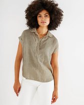 Mexx Capsleeve Linen Blouse Sand - Dames - Maat L