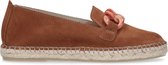 Manfield - Dames - Cognac suède espadrilles met chain - Maat 38