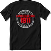 1911 Limited Edition | Feest Kado T-Shirt Heren - Dames | Zilver - Rood | Perfect Verjaardag Cadeau Shirt | Grappige Spreuken - Zinnen - Teksten | Maat XL