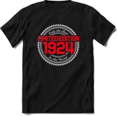 1924 Limited Edition | Feest Kado T-Shirt Heren - Dames | Zilver - Rood | Perfect Verjaardag Cadeau Shirt | Grappige Spreuken - Zinnen - Teksten | Maat S