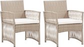 vidaXL Tuinstoelen met kussens 2 st poly rattan beige