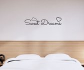 Stickerheld - Muursticker Sweet dreams - Slaapkamer - Droom zacht - Slaap lekker - Engelse Teksten - Mat Zwart - 18.6x87.5cm