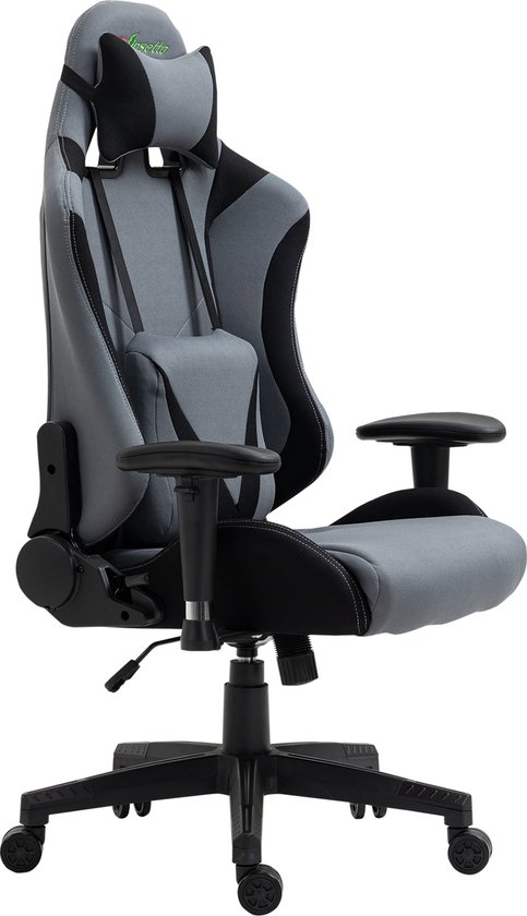 Vinsetto Ergonomische gamestoel draaistoel verstelbare rugleuning elastaanstof zwart 921-500