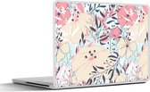 Laptop sticker - 10.1 inch - Vintage - Bloem - Roze - Patronen - 25x18cm - Laptopstickers - Laptop skin - Cover