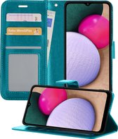 Hoesje Geschikt voor Samsung A03s Hoesje Book Case Hoes Portemonnee Cover Walletcase - Hoes Geschikt voor Samsung Galaxy A03s Hoes Bookcase Hoesje - Turquoise