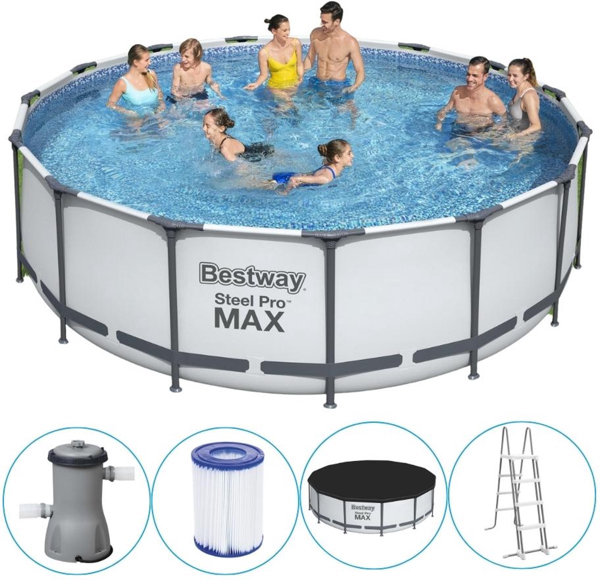 Bestway Steel Pro MAX kit piscine avec pompe de filtration - Ø 457 x 122 cm