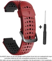 Rood Zwart siliconen sporthorlogebandje geschikt voor de Garmin Forerunner 220, 230, 235, 620, 630, 735XT, Approach S20, S5 & S6 – Maat: zie maatfoto - horlogeband - polsband - strap - siliconen - rubber
