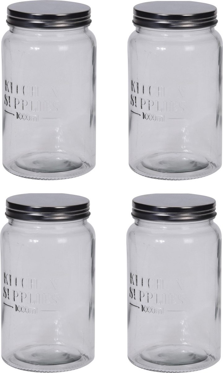 10x stuks glazen voorraadpotten 18 cm - 1000 ml - Voorraadbussen met luchtdichte deksel