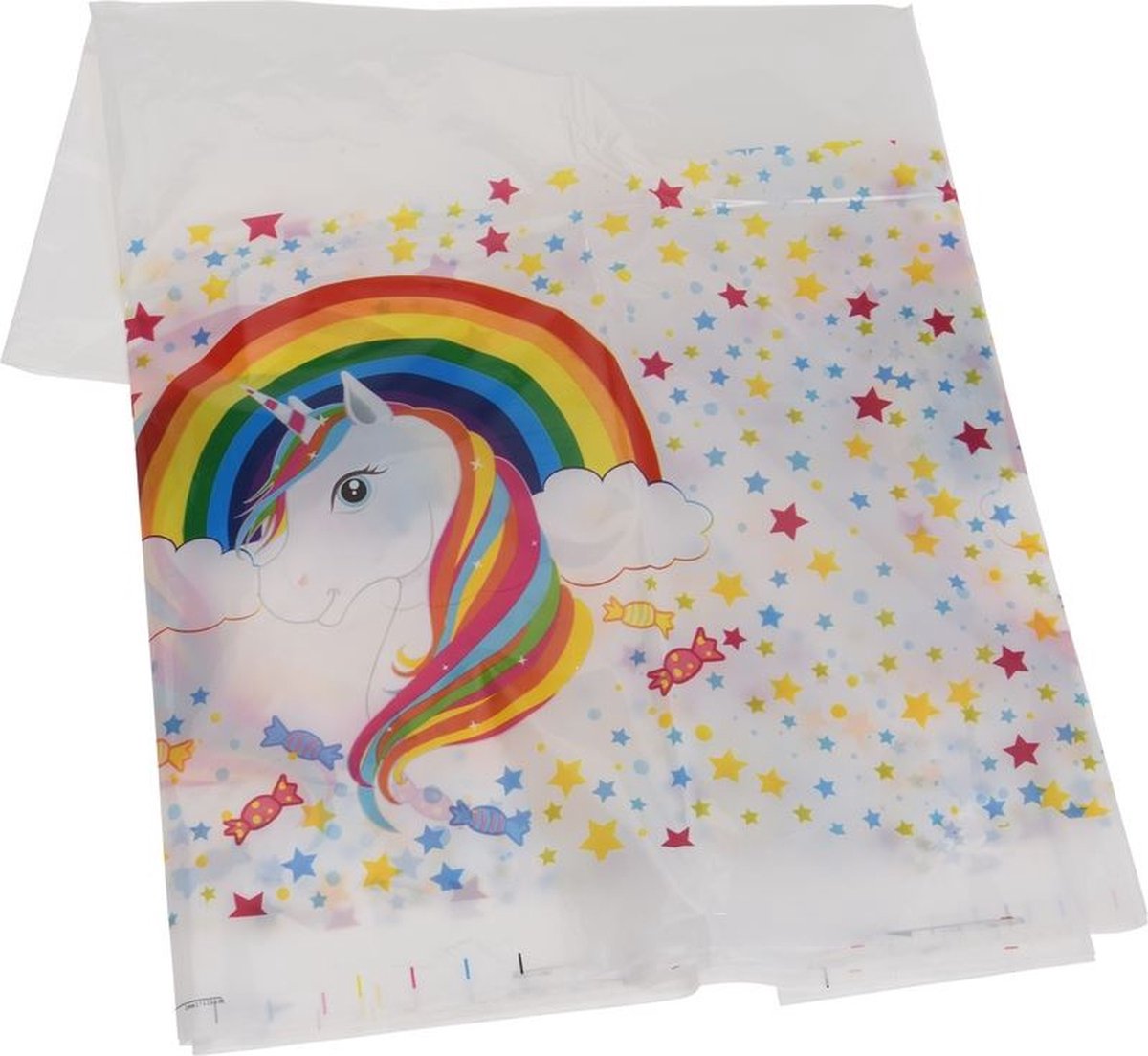 Tafelkleed Plastic unicorn XL 132 x 220 cm / Let op dit is dun plastic geen tafelzeil