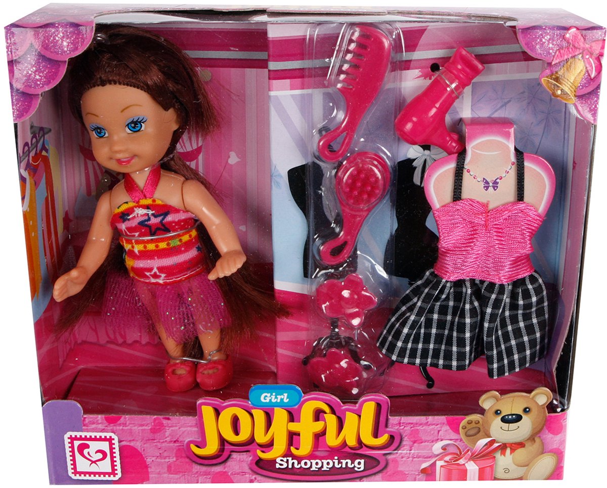 Cute Girl Speelset Joyful Shopping Meisjes 11 Cm Roze 6-delig