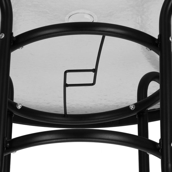 Table de jardin Springos | table d'extérieur | Table d'appoint d'extérieur | Métal | Verre trempé | Rond | 90 x 72 cm | Noir