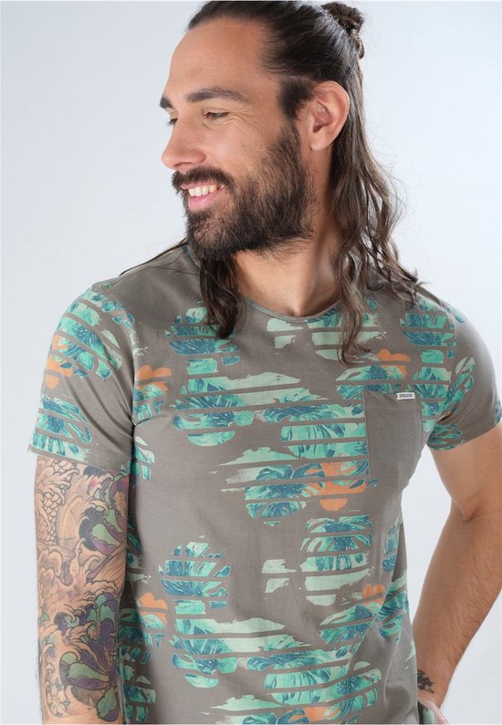 DEELUXE T-shirt met palmbomenZONIA Light Khaki