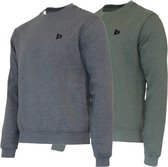 2 Pack Donnay - Fleece sweater ronde hals - Dean - Heren - Maat XXL - Charcoal & Dark green marl (259)