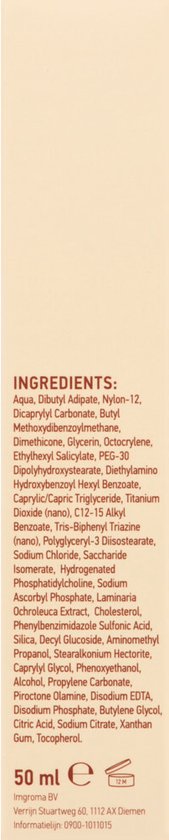 Ingrediëntenlijst van Vision Face Fluid SPF 30.
