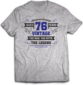 76 Jaar Legend - Feest kado T-Shirt Heren / Dames - Antraciet Grijs / Donker Blauw - Perfect Verjaardag Cadeau Shirt - grappige Spreuken, Zinnen en Teksten. Maat L