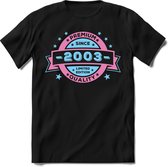 2003 Premium Quality | Feest Kado T-Shirt Heren - Dames | Licht Roze - Licht Blauw | Perfect Verjaardag Cadeau Shirt | Grappige Spreuken - Zinnen - Teksten | Maat XL