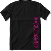 Nederland - Roze - T-Shirt Heren / Dames  - Nederland / Holland / Koningsdag Souvenirs Cadeau Shirt - grappige Spreuken, Zinnen en Teksten. Maat L