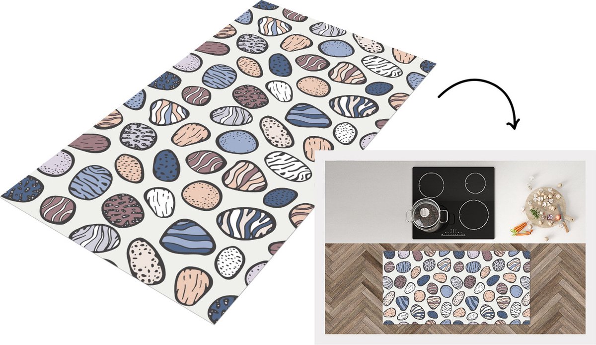 KitchenYeah Keukenloper - Loper keuken - Stenen - Patronen - Zen - 120x60 cm - Keukenloper vinyl Multicolor