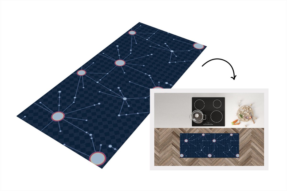 KitchenYeah Keukenloper - Loper keuken - Ruimte - Astronomie - Patronen - 120x50 cm - Keukenloper vinyl Multicolor
