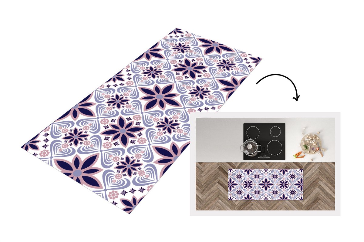 KitchenYeah Keukenloper - Loper keuken - Bloemen - Luxe - Design - 120x50 cm - Keukenloper vinyl Multicolor