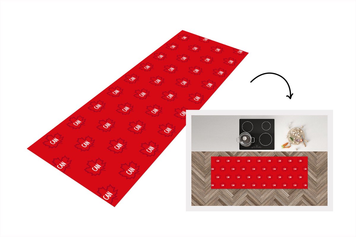 KitchenYeah Keukenloper - Loper keuken - Canada - Vlaggen - Patronen - 150x50 cm - Keukenloper vinyl Multicolor