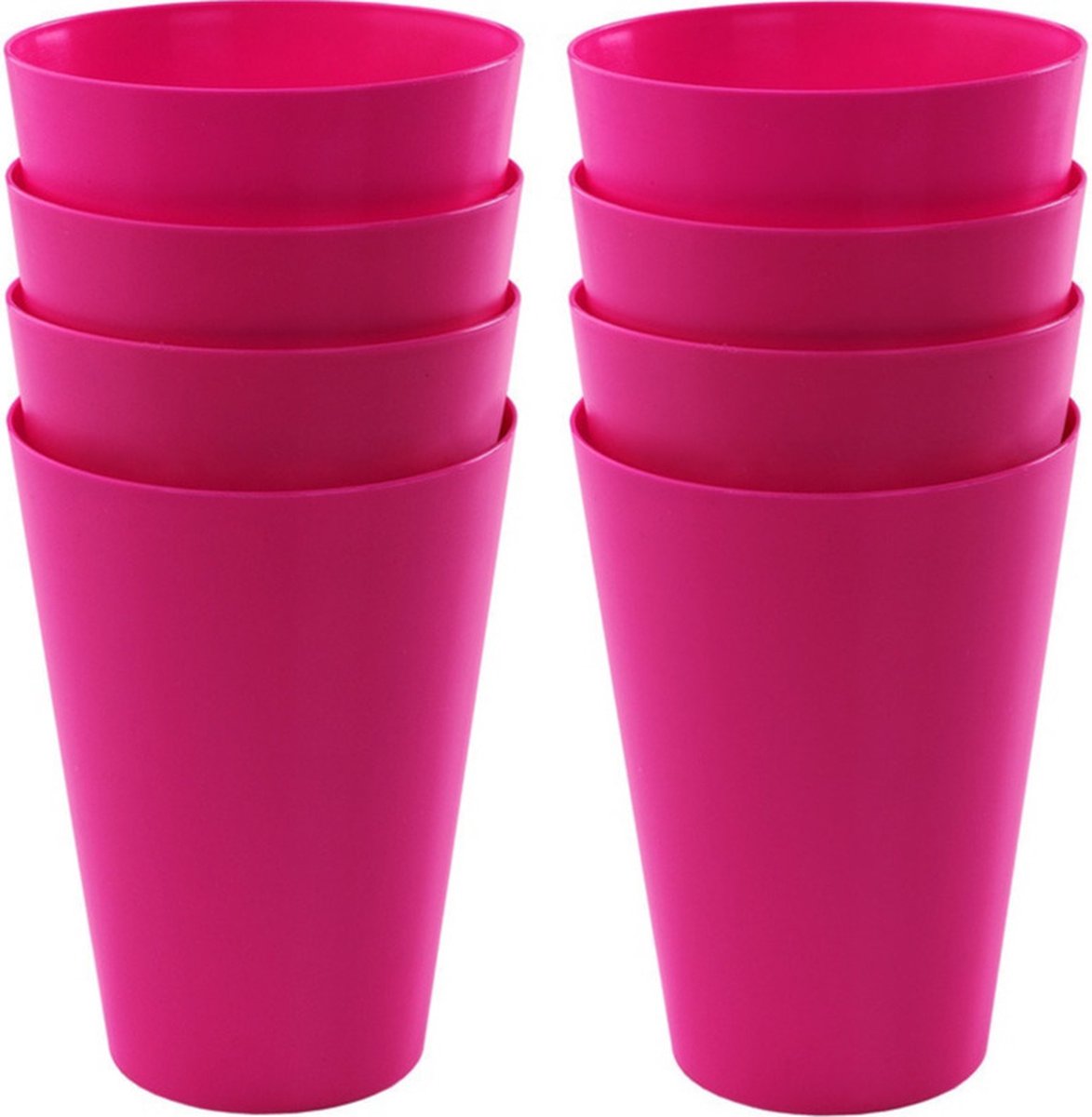 16x drinkbekers van kunststof 430 ml in het roze - Limonade bekers - Campingservies/picknickservies