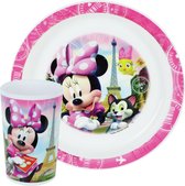 2x Kinder ontbijt set Disney Minnie Mouse 2-delig van kunststof