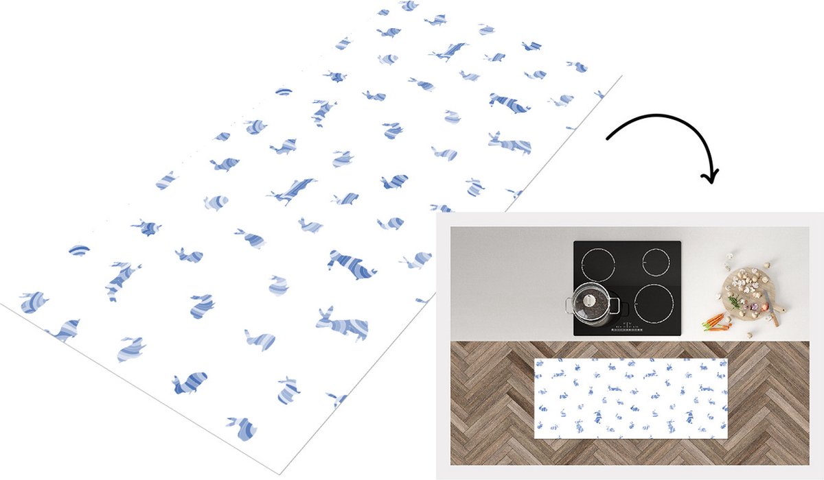 KitchenYeah Keukenloper - Loper keuken - Konijn - Patronen - Haas - 120x50 cm - Keukenloper vinyl Multicolor