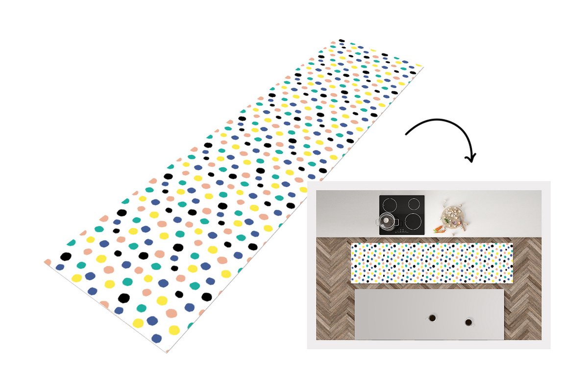 KitchenYeah Keukenloper - Loper keuken - Stippen - Patronen - Geel - Keukenloper vinyl, foto 7